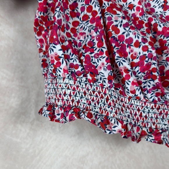 J Crew X Liberty Cotton Poplin Off-Shoulder Crop Top Cherries Boho Cottagecore M - Picture 6 of 12